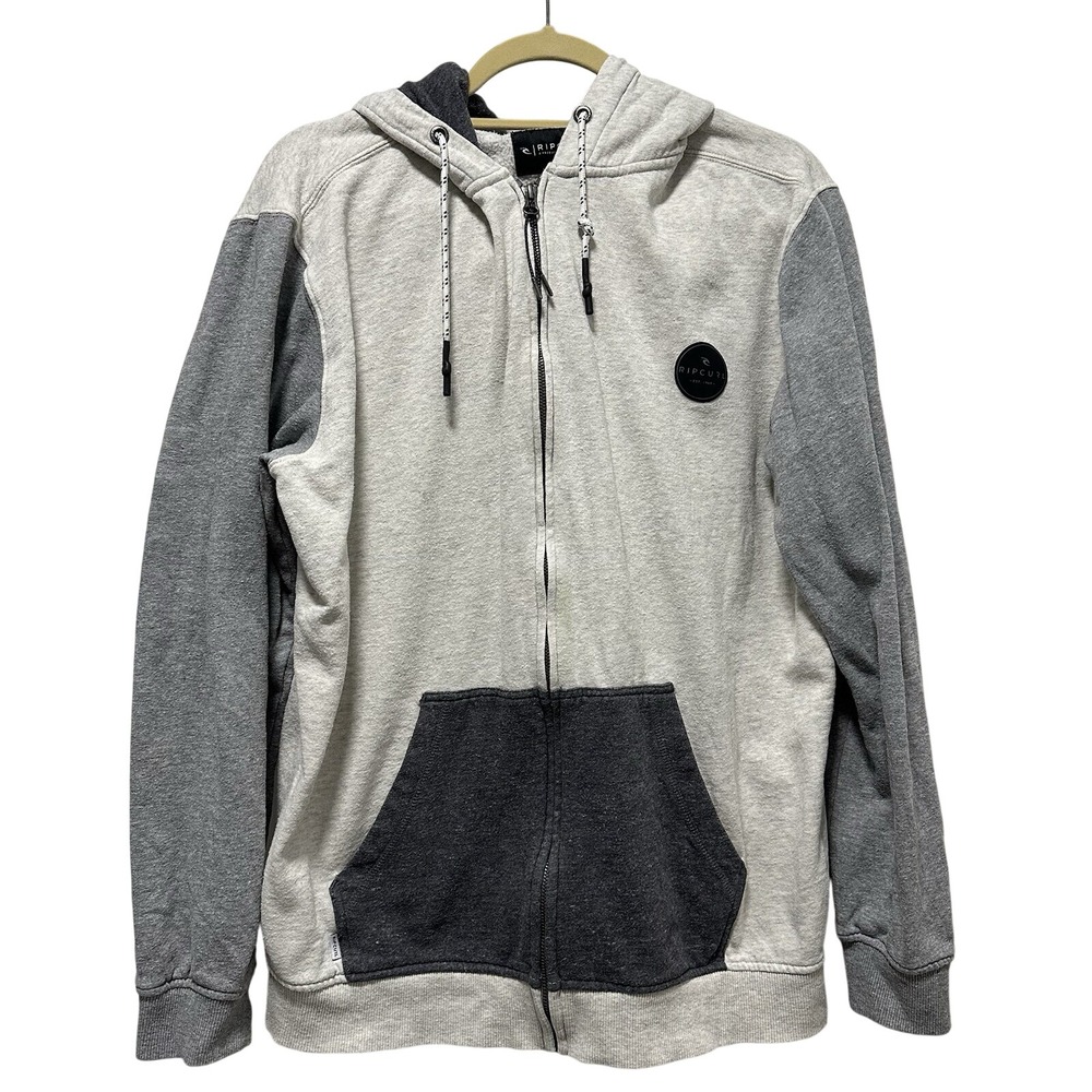 Rip Curl Mens Hooded Full Zip Hoodie Sweatshirt Light‎ Gray Charcoal Size L